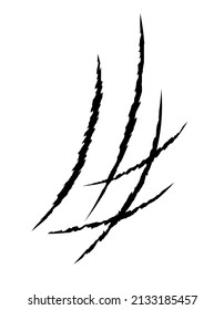 Cat claw scratch in black color. Vector silhouette illustration