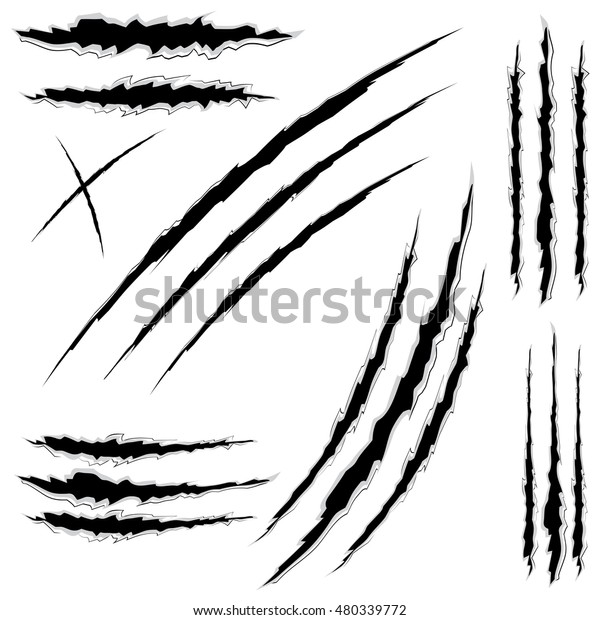 Cat Claw Scratches Marks Set On Stock Vector (Royalty Free) 480339772 ...