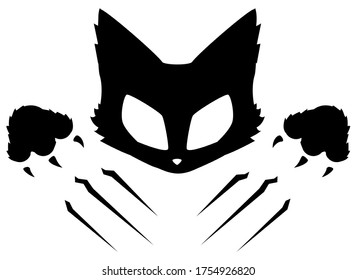 Cat claws scratch emblem symbol black, vector illustration, horizontal, isolated
