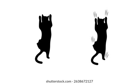 Cat Climbing symbol, black isolated silhouette