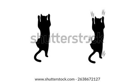 Cat Climbing symbol, black isolated silhouette