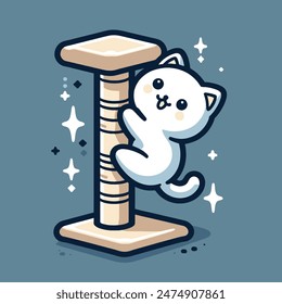 Cat climbing a cat tree