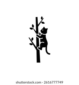 Cat Climbing Tree Minimalistic Side View Icon