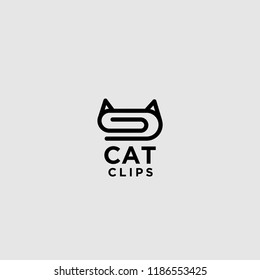 cat clips logo idea icon design vector