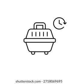 Cat and clock. Pet routine, daily timed cat activities. Pixel perfect, editable stroke vector icon