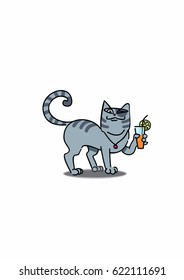 Cat with cocktail
