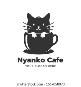  cat in a coffee cup logo design