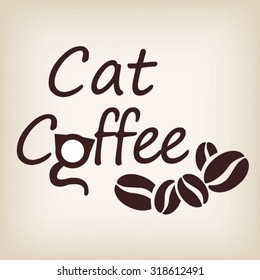 Cat coffee  logo design. Vector illustration.