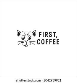 Cat Coffee Mug Design Vector