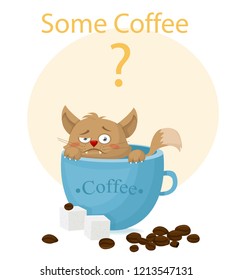 cat with a coffee mug, vector