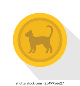 Cat coin Token flat vector illustration