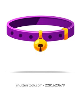 Cat collar with bell vector isolated illustration