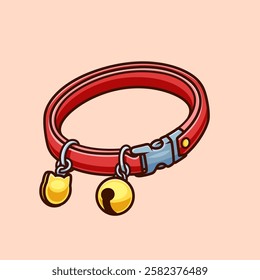 Cat Collar Cartoon Vector Icon Illustration. Animal Object Icon Concept Isolated Premium Vector. Flat Cartoon Style