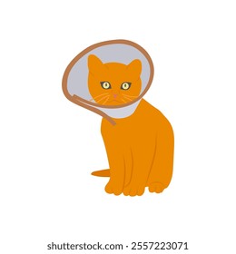 Cat Collar Cone, Veterinary Flat Vector Illustration