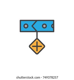 Cat collar filled outline icon, line vector sign, linear colorful pictogram isolated on white. Symbol, logo illustration. Pixel perfect vector graphics