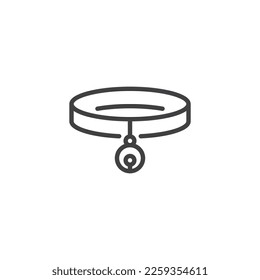Cat collar line icon. linear style sign for mobile concept and web design. Collar with toy outline vector icon. Symbol, logo illustration. Vector graphics