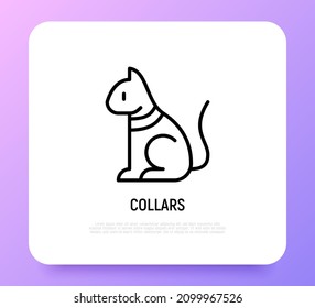 Icono de línea delgada del collar del gato. Ilustración vectorial moderna para tienda de mascotas.