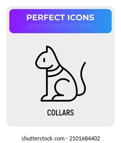 Cat collar thin line icon. Modern vector illustration for pet shop.
