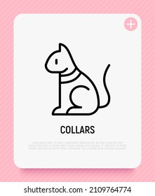 Cat collar thin line icon. Modern vector illustration for pet shop.