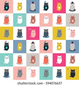 Cat collection seamless pattern