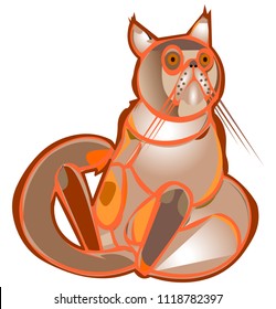 Cat color icon vector illustration isolated on white background