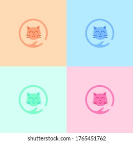 Cat color logo set. Cat icon