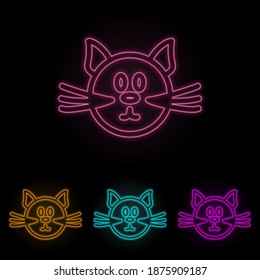 cat color neon set. Simple thin line, outline vector of web icons for ui and ux, website or mobile application