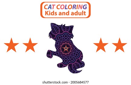 cat color zentangle stylized vector illustration. white background