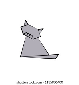 cat colored origami style icon. Element of animals icon. Made of paper in origami technique vector Illustration cat icon can be used for web and mobile on white background