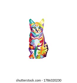 a cat with a colorful design style. vector