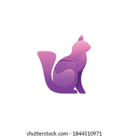 Cat Colorful Design Vector Logo Icon Abstract Illuetration 