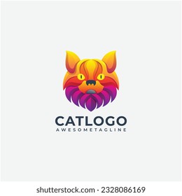 Cat Colorful Logo Design Graphic