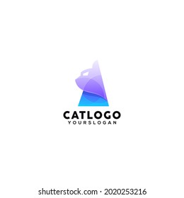 cat colorful logo design template