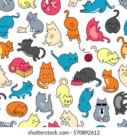 Cat Colorful Seamless Vector Pattern