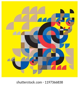 Cat in colorful vector abstract illustration 