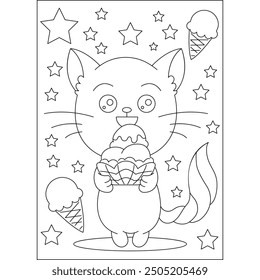 cat coloring book page for kids and adults creative coloring mindful relaxation activity