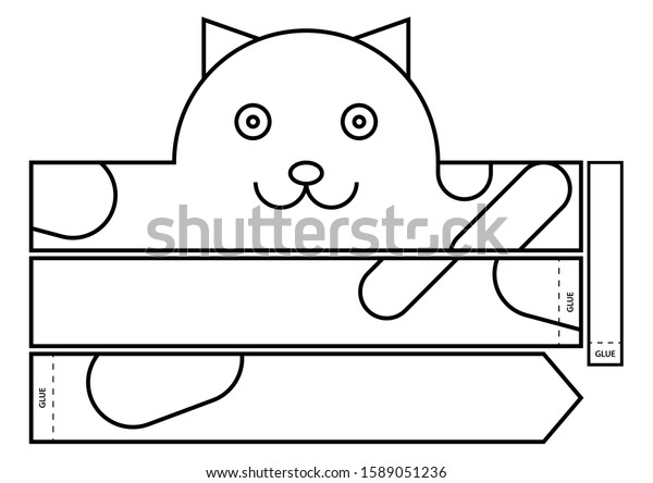 cat coloring headband diy paper crown stock vector royalty