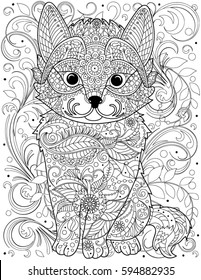 Cat Coloring Page For Adult