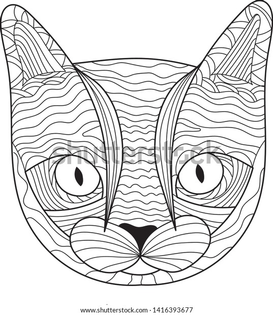 Download Cat Coloring Page Coloring Book Face Stock Vector Royalty Free 1416393677