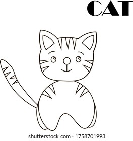 Cat - página de coloreo para niños. Ilustración vectorial en un fondo blanco. Dibujo de esquema.