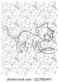 Cat Coloring Page, Cute Cat Coloring Page for Coloring Book, Coloring Books, Cat Vector
