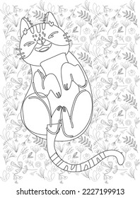 Cat Coloring Page, Cute Cat Coloring Page for Coloring Book, Coloring Books, Cat Vector
