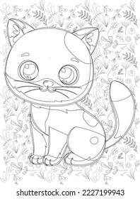 Cat Coloring Page, Cute Cat Coloring Page for Coloring Book, Coloring Books, Cat Vector
