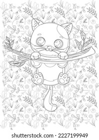 Cat Coloring Page, Cute Cat Coloring Page for Coloring Book, Coloring Books, Cat Vector
