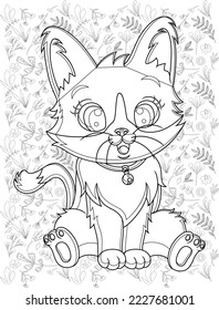 Cat Coloring Page, Cute Cat Coloring Page for Coloring Book, Coloring Books, Cat Vector
