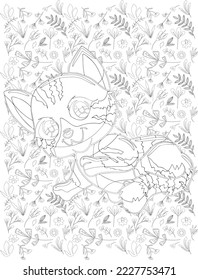 Cat Coloring Page, Cute Cat Coloring Page for Coloring Book, Coloring Books, Cat Vector
