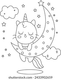 cat coloring page for fairy