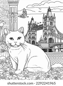 Cat coloring page illustration For relaxation, cat lovers, can vent for both children and adults.