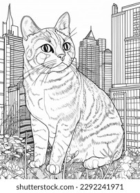 Cat coloring page illustration For relaxation, cat lovers, can vent for both children and adults.