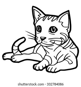 Cat Coloring Page isolated on white vector